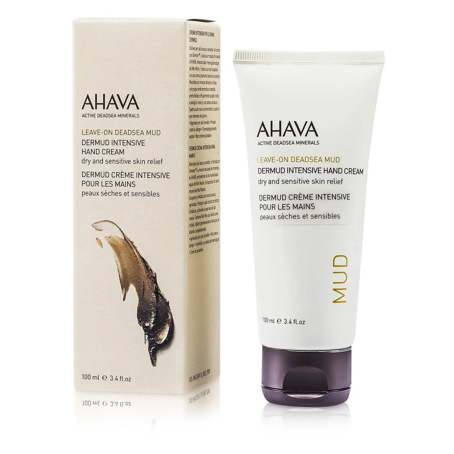 AHAVA Dermud Intensive Foot Cream - Intensely Hydrates, Moisturizes & Heals Dry Cracked Heels and Feet, Enriched with Patented Osmoter and Dermud, Hippophae Oil, Lavender Oil & Shea Butter, 3.4 Fl.Oz