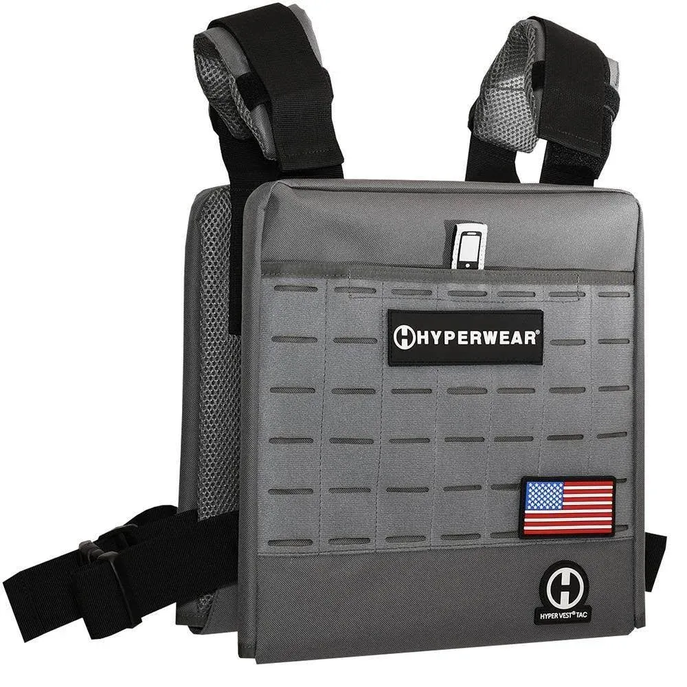 HYPERWEAR TAC HYPER VEST Weighted Vest Made in USA Weights Included, Flexible Weight Vest Plates Adjustable Weight Vest, Strength Training, Rucking (18lb/22lb/43lb)