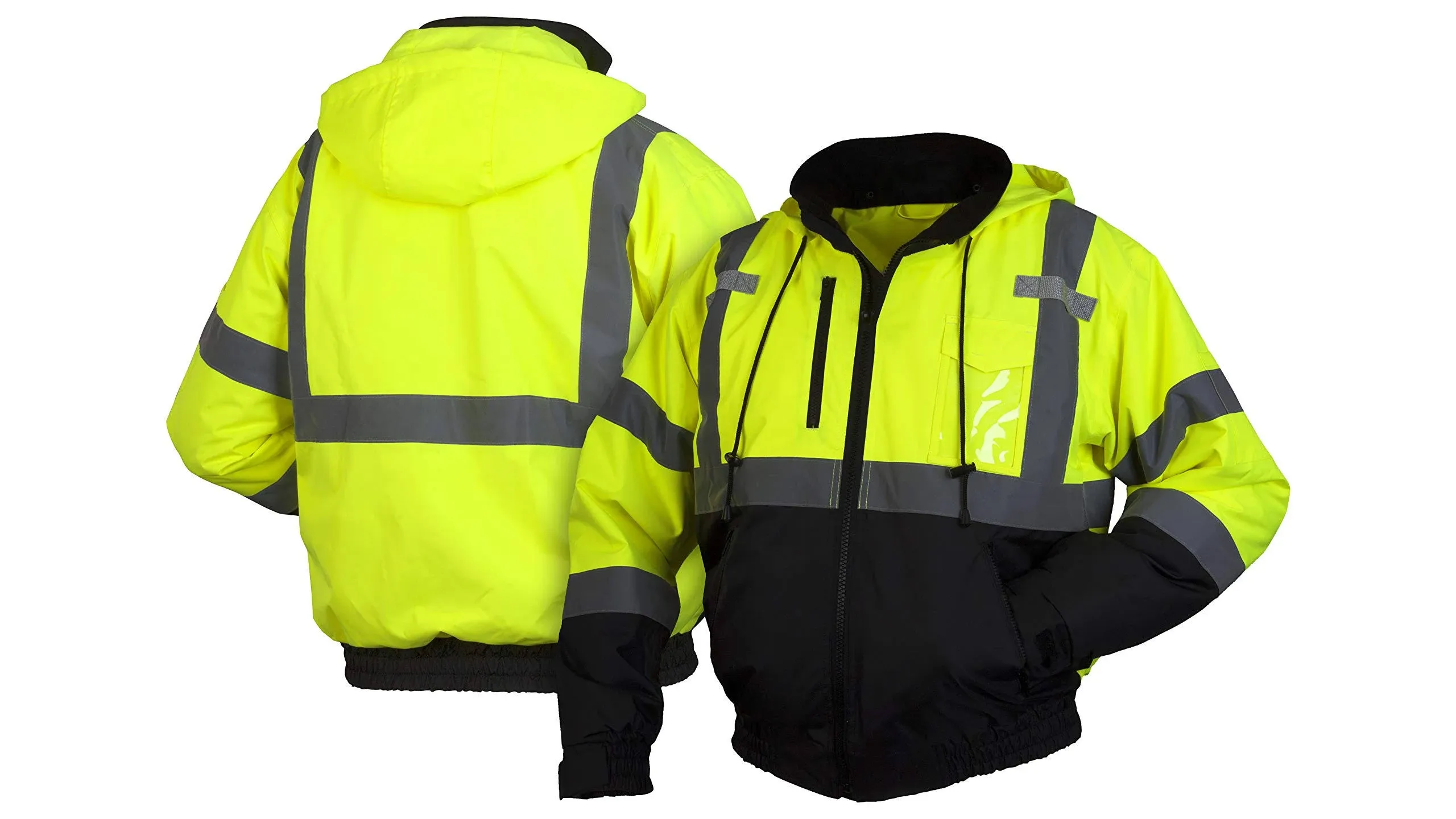 Pyramex RJ31 Series Waterproof Class 3 Fleece Bomber Safety Jacket, Lime, 4X-Large