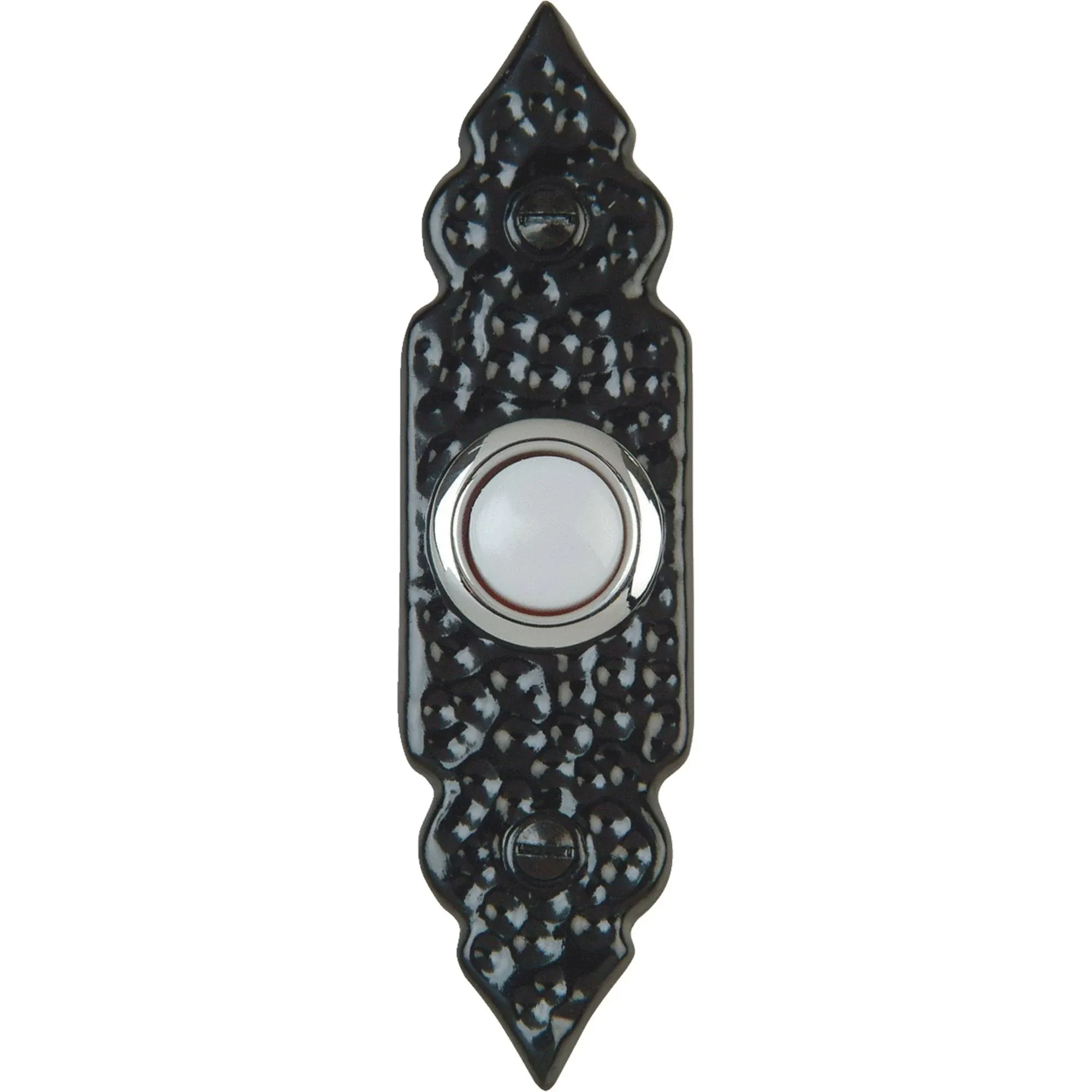 DP1204A Wired Antique Hammered Black Lighted Pushbutton Doorbell