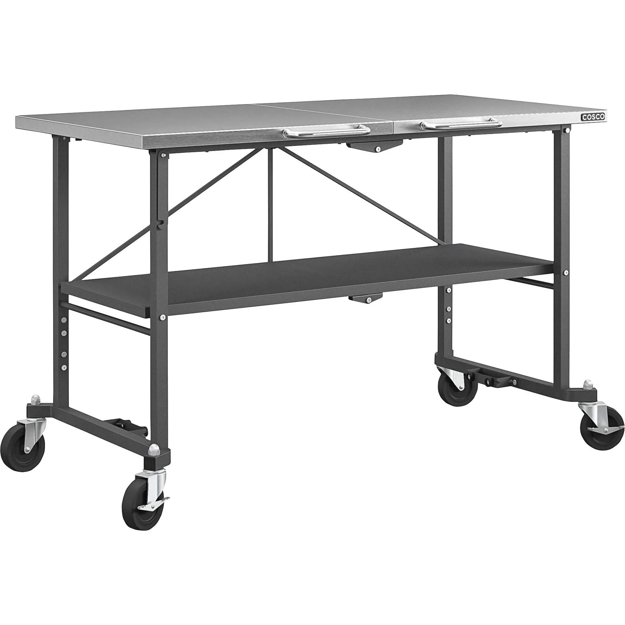 Cosco Smart Fold Stainless Steel Commercial-Grade Portable Folding Workbench, Green