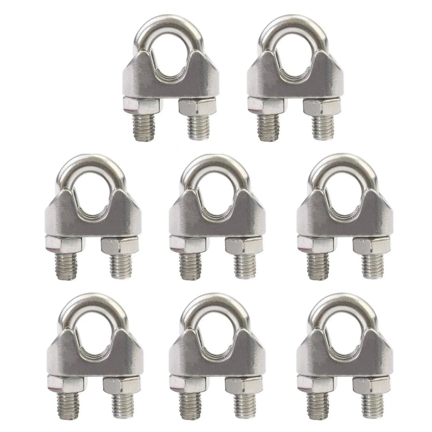 M10 Wire Rope Clamp 304 Stainless Steel 3/8&#034; Wire Rope Cable Clip Clamp 8 Pac