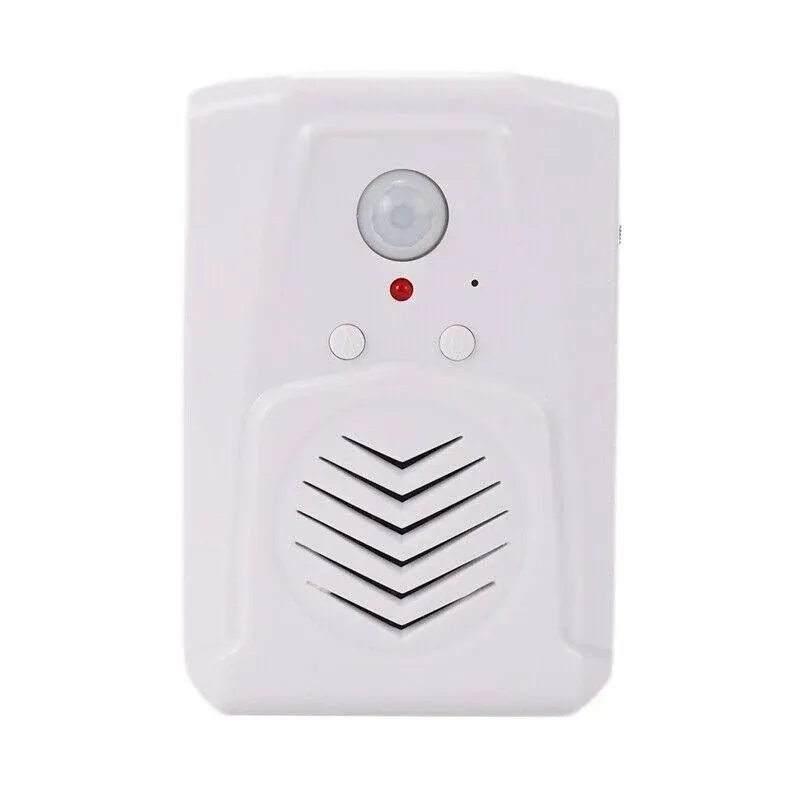 Replaceable Voice PIR Infrared Motion Sensor Activated Welcome Doorbell for Shop Store Christmas MP3 Audio Files to Play Speech，Sound Player Speaker with USB Cable(White)