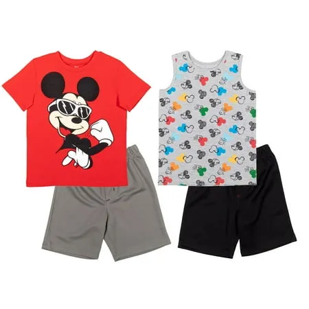 Disney Mickey Mouse Infant Baby Boys 4 Piece Tank Top T-Shirt Athletic Shorts Set 18 Months