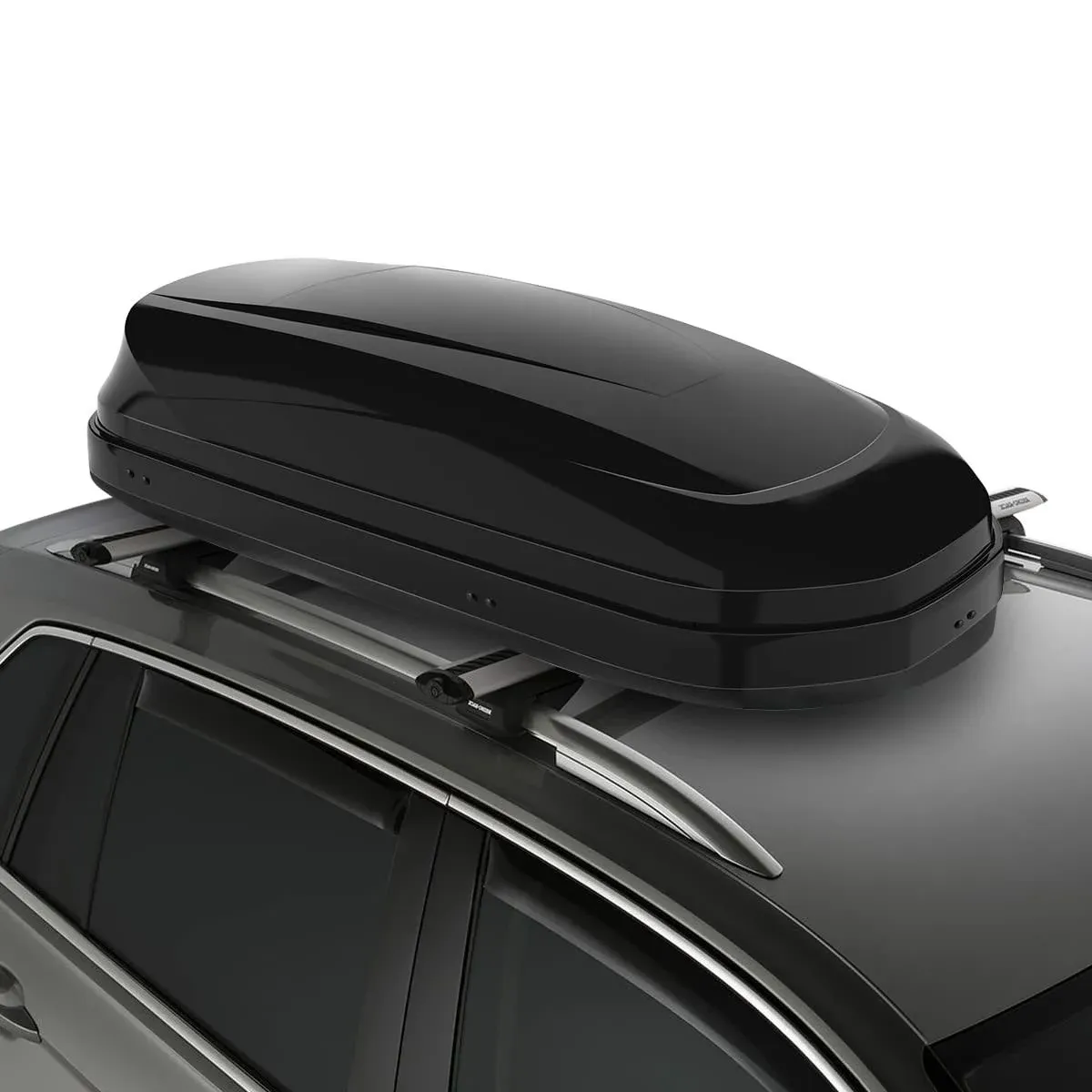 Glossy Roof Cargo Carrier Travel Storage Box with LockFits model w/ Roof Rails Only