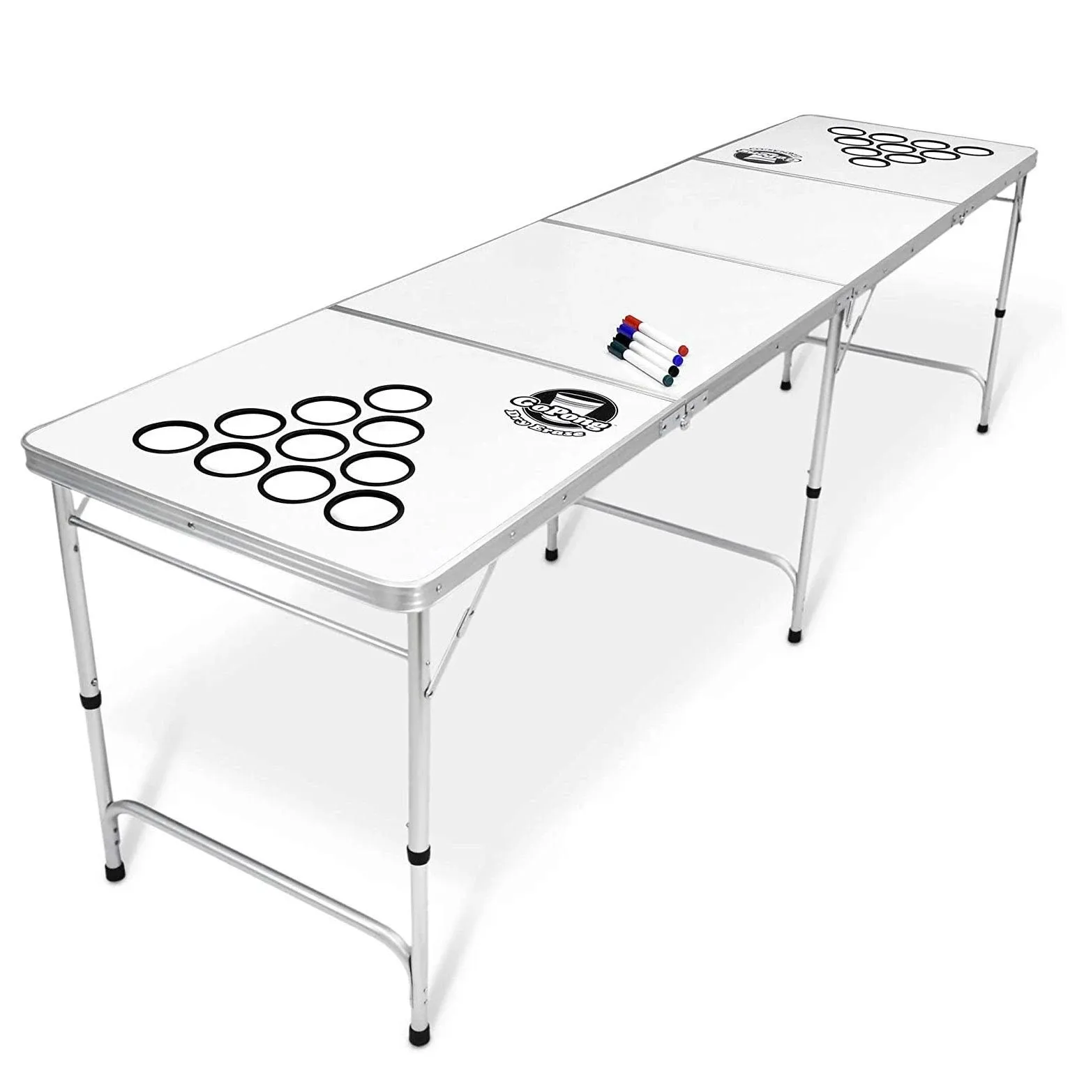 GoPong 8 Foot Portable Beer Pong / Tailgate Tables (Black, Football, American Flag, or Custom Dry Erase)