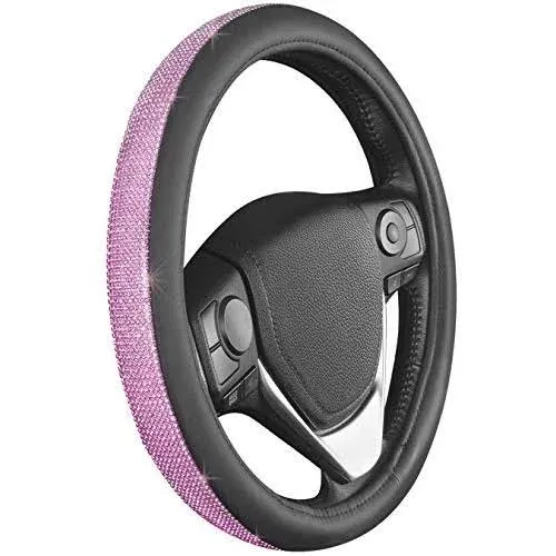 Bdk Bling Bling Diamond Leather Steering Wheel Cover with 9 Rows Crystal ...