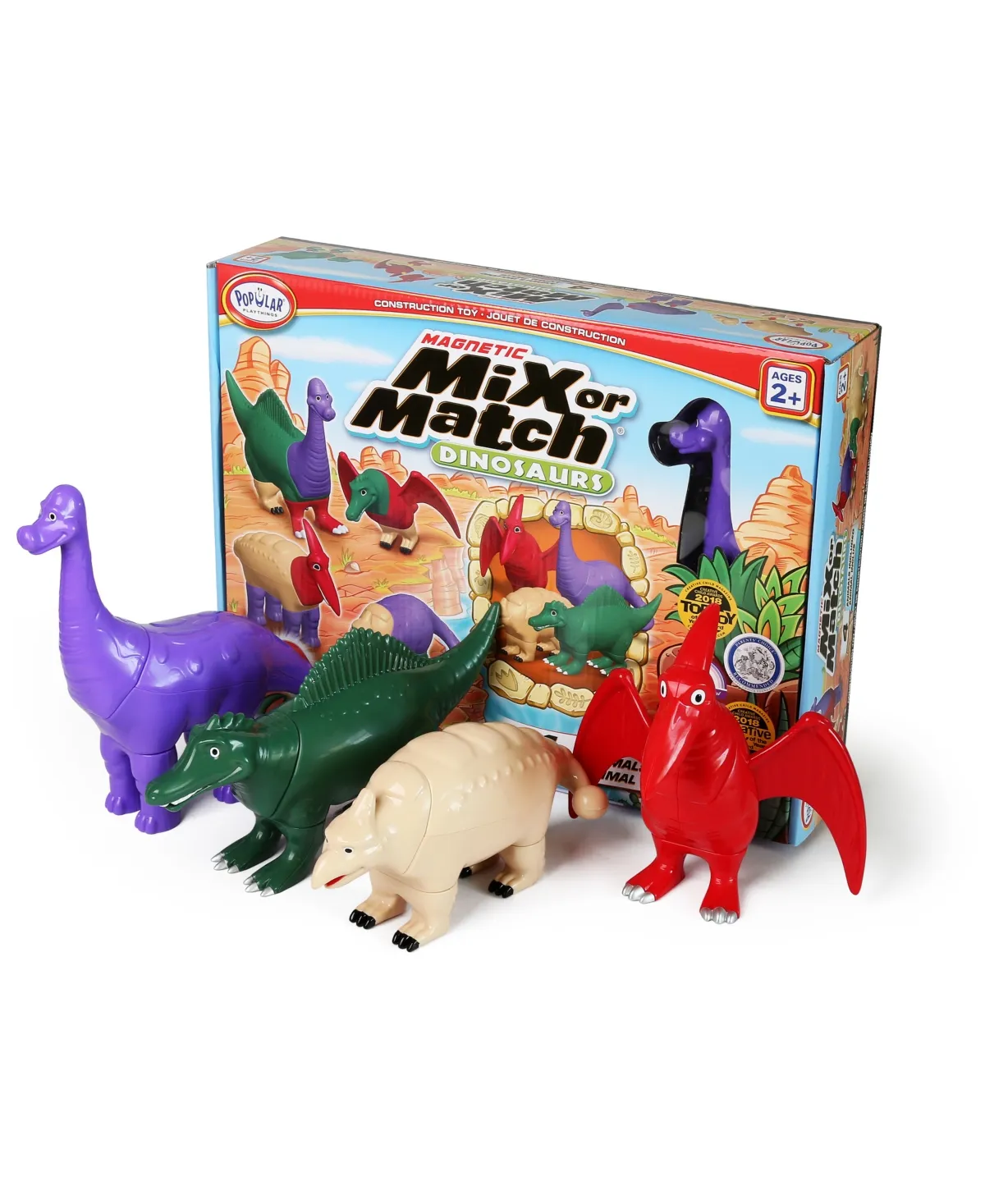 POPULAR PLAYTHINGS Mini Magnetic Mix or Match Dinosaurs Deluxe Set of 8 Dinosaurs