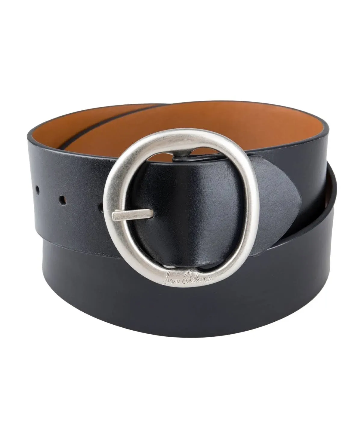 Sam Edelman Women's Two-in-One Reversible Center Bar Buckle Belt, Black Centerbar, Small