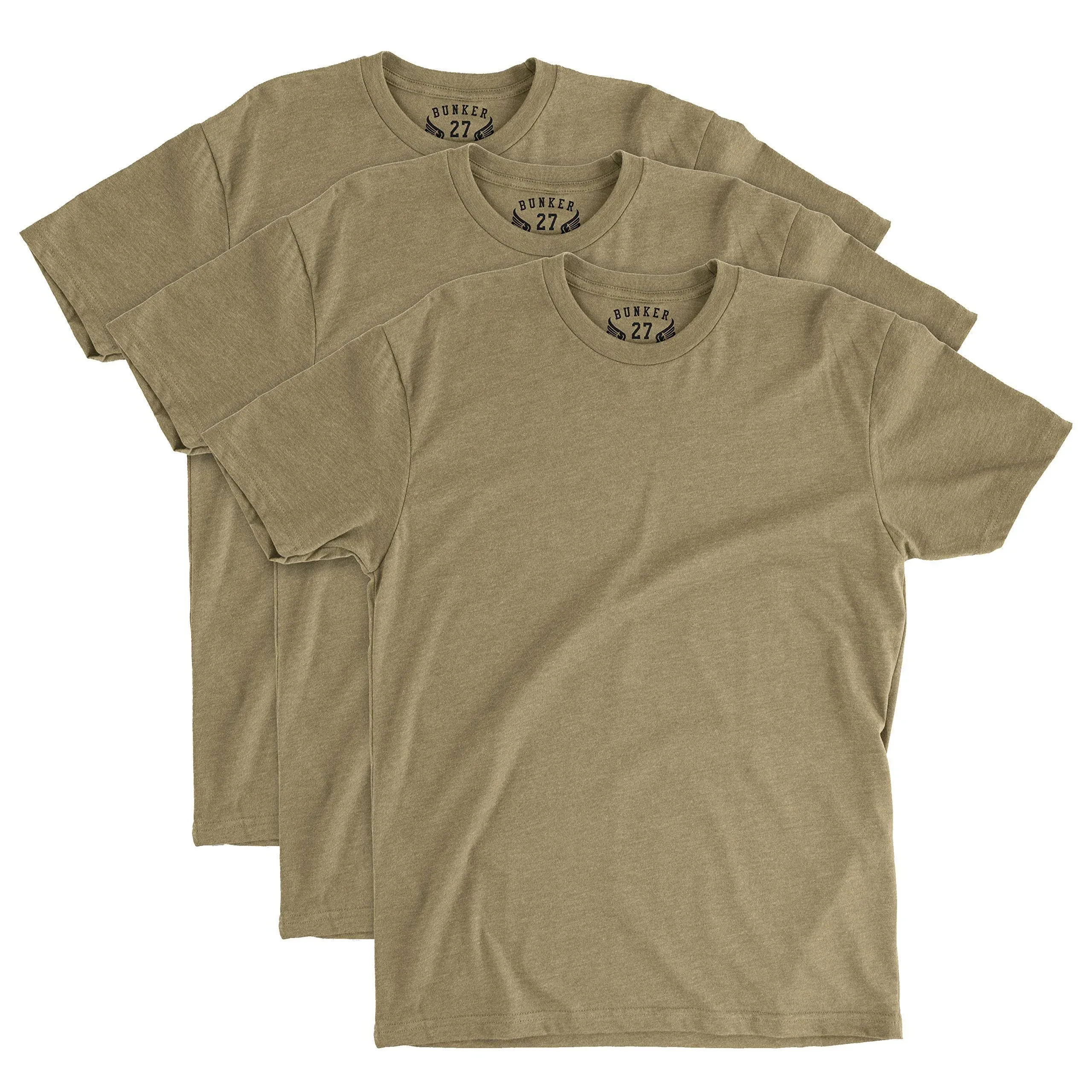 BUNKER 27 3-Pack Coyote Brown T-Shirt Military AFI 36-2903 & AR 670-1 Compliant