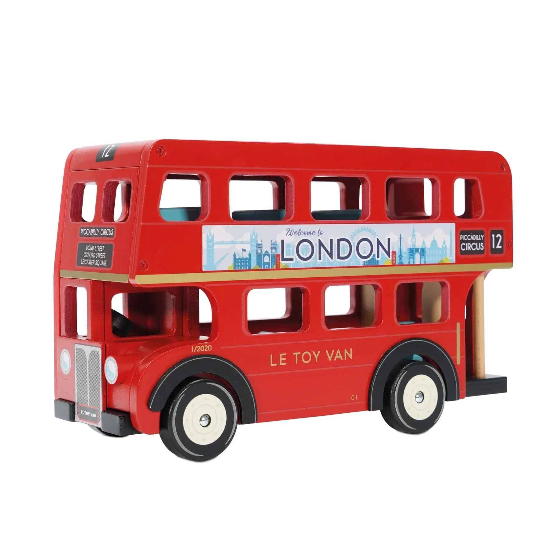 Le Toy Van - Autos y construcción - Juguete de autobús de dos pisos de Londres - Autobús de juguete de Londres - Autobús de juguete de madera - Juguetes de juego de rol - Adecuado para niñas y niños a