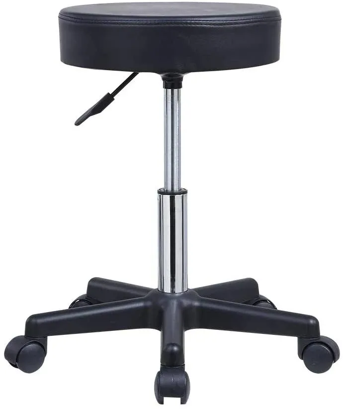 KKTONER Round Rolling Stool PU Leather Height Adjustable Swivel Drafting Work...