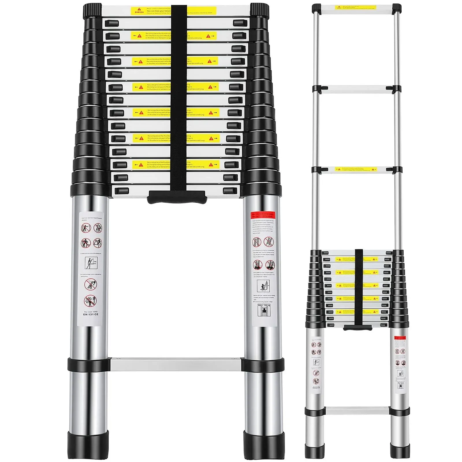 Telescoping Ladder, 20.3FT Aluminum Extension Ladder with 2 Replacement of Non-Slip Rubber Cover, Telescopic Ladder Portable Collapsible RV Ladder for Indoor Outdoor Work, 330 lb. Weight Capacity