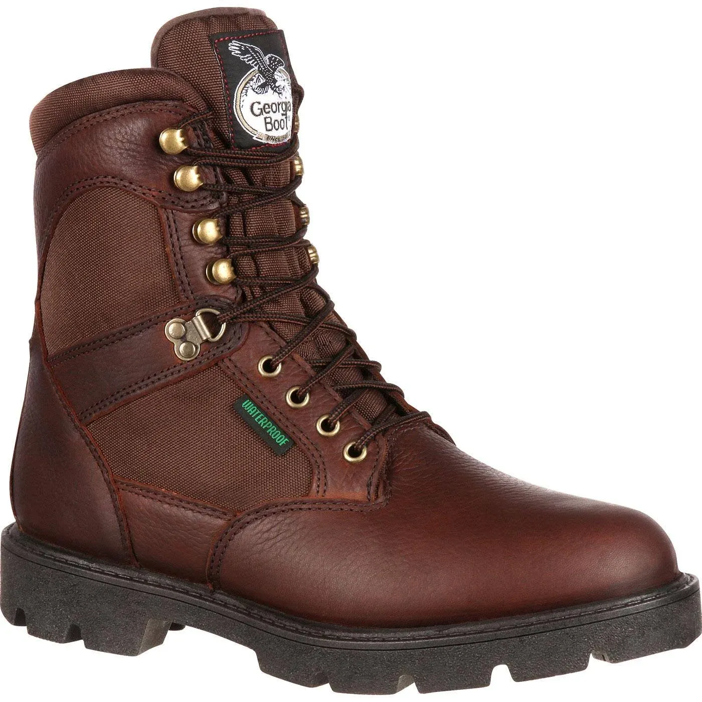 Georgia Boot Men's 8 in. Homeland Steel Toe Waterproof Work Boots, G107, Brown