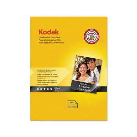 Kodak Ultra Premium photo paper 4 x 6 glossy, (NOT FOR DOCK PRINTERS) 20 count 74 lb - 280 g/m (41150-8777757) Not compatible with Kodak Dock Printers.