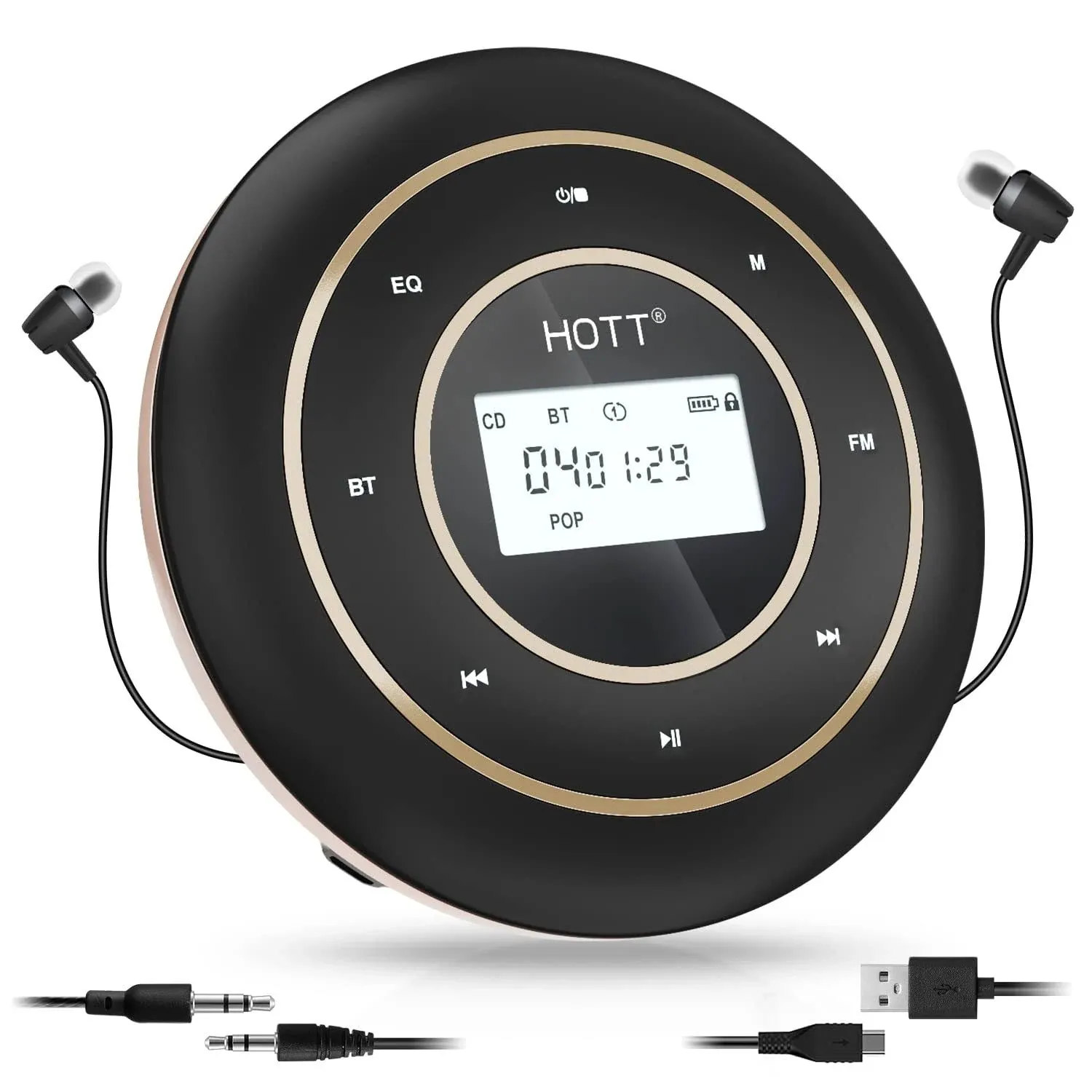 Hott C105 Portable CD Player with Larger LCD Display, CD Player Portable for Car ...