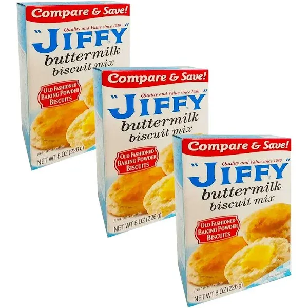 Jiffy Buttermilk  Mix - 3 Pack Bulk Bundle Jiffy Bisquit Mix (24 Oz Total)