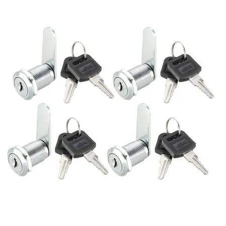 Uxcell Cam Lock 25mm Cylinder Long Fits Max 5/8-inch Thick Panel Keyed Alike 4Pcs