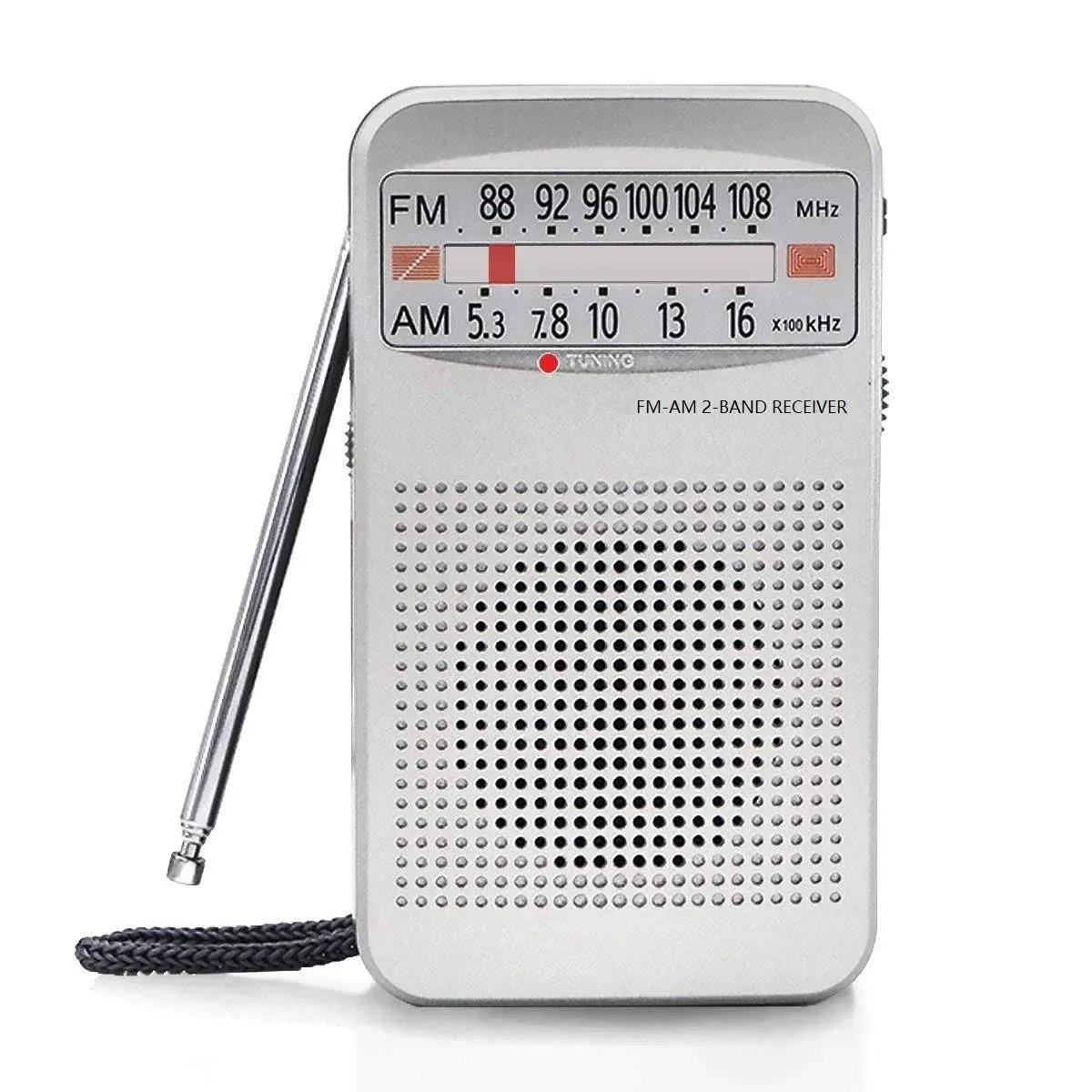 Silver Portable AM FM Radio Compact Transistor Radio Pocket Radio Condition: New