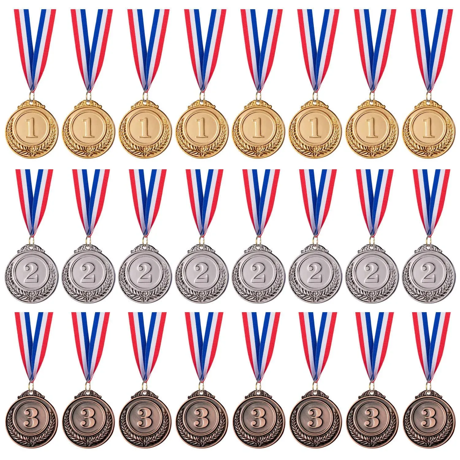 Favide 24 Pieces Gold Silver Bronze Award Medals-Winner Medals Gold Silver Bronze Prizes for Competitions, Party,Olympic Style, 2 Inches