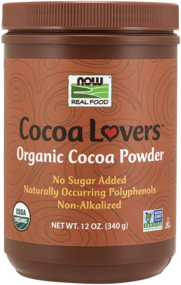 NOW Foods Organic Cocoa Powder, Unsweetened-12 oz