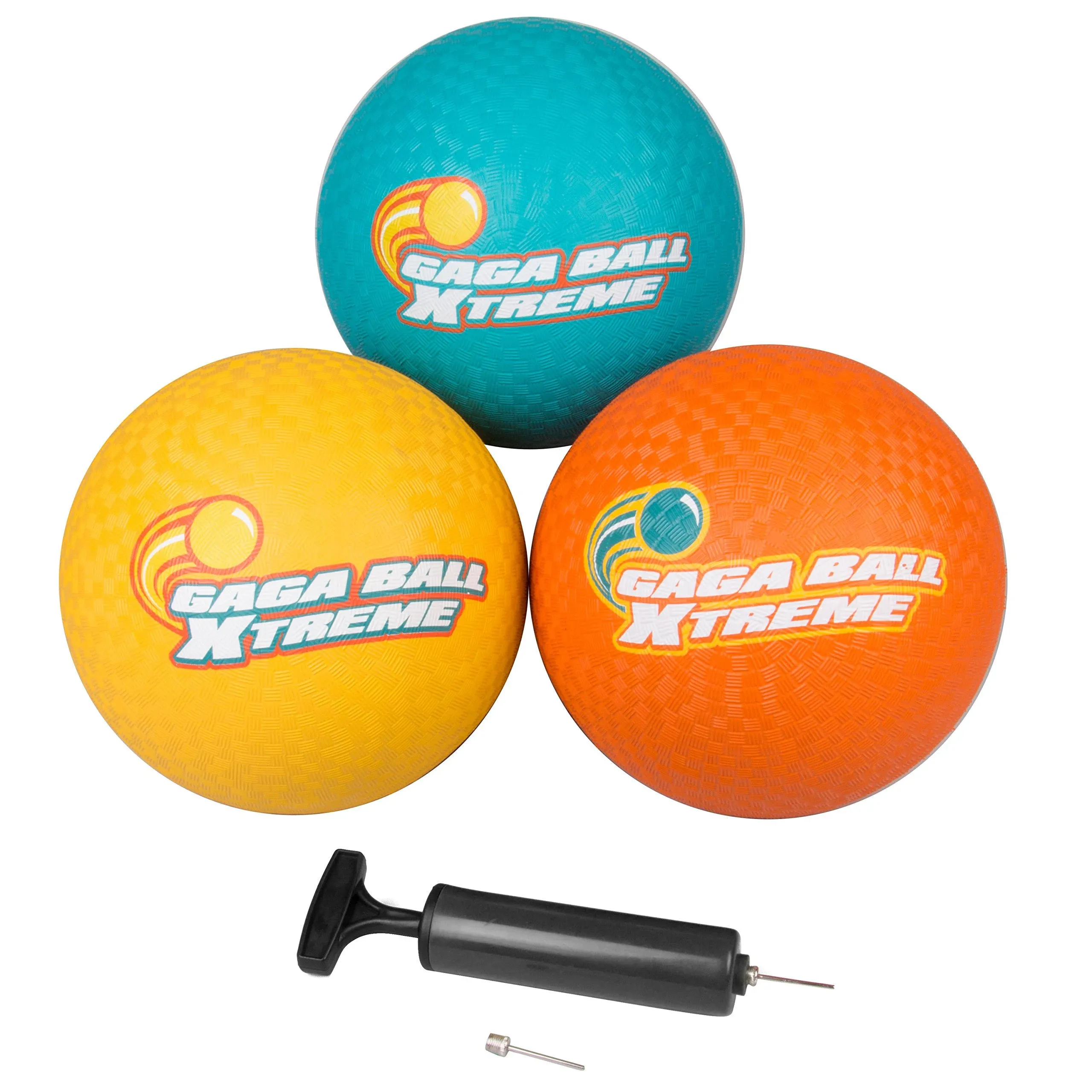 SCS Direct Gaga Playground Balls 3pk (8.5 inches) w Air Pump- Durable Rubber Pack for Dodgeball, Kickball, Gagaball Official Play and School - Fun Outdoor Toys and Accessories Gift for Kids