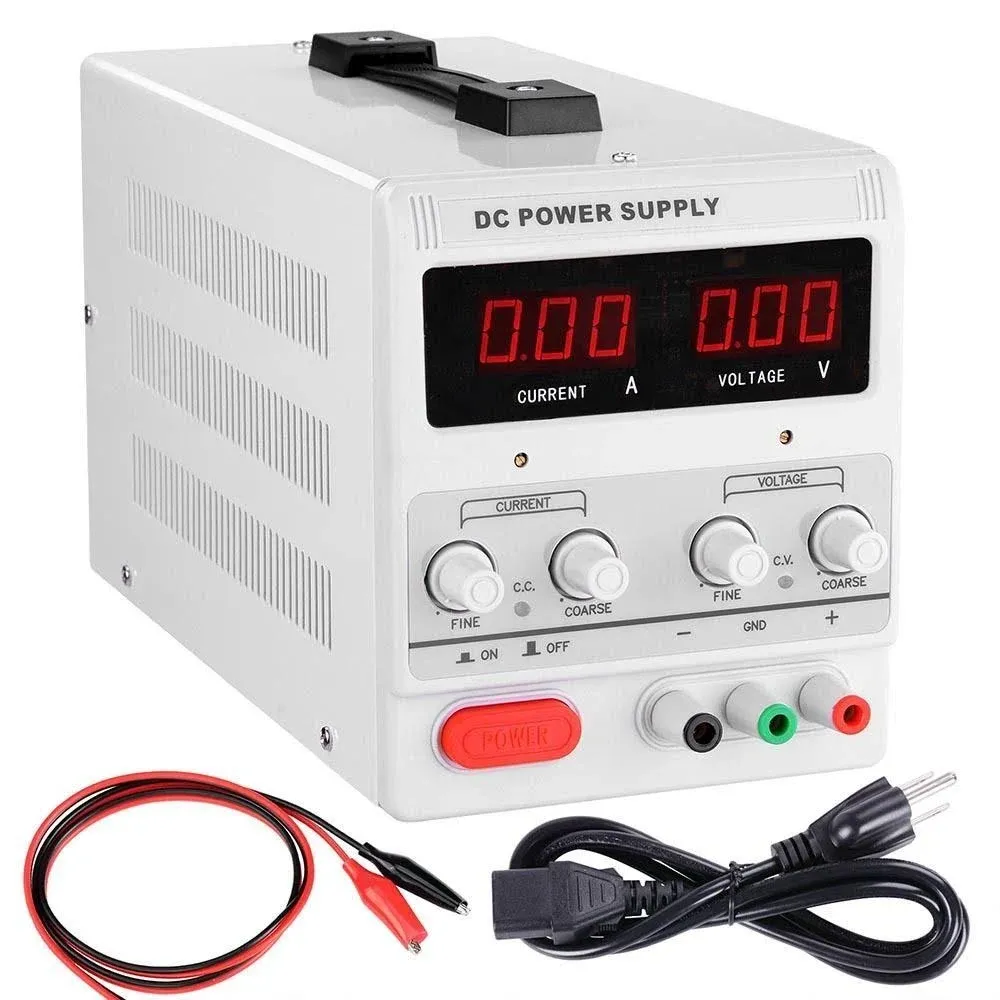 30V 10A Adjustable DC Power Supply Precision Variable Dual Digital Lab Test 110V Dual LED Three Digital Tube Display Safe Circuit Design Durable Steel Case US Delivery (30V10A)