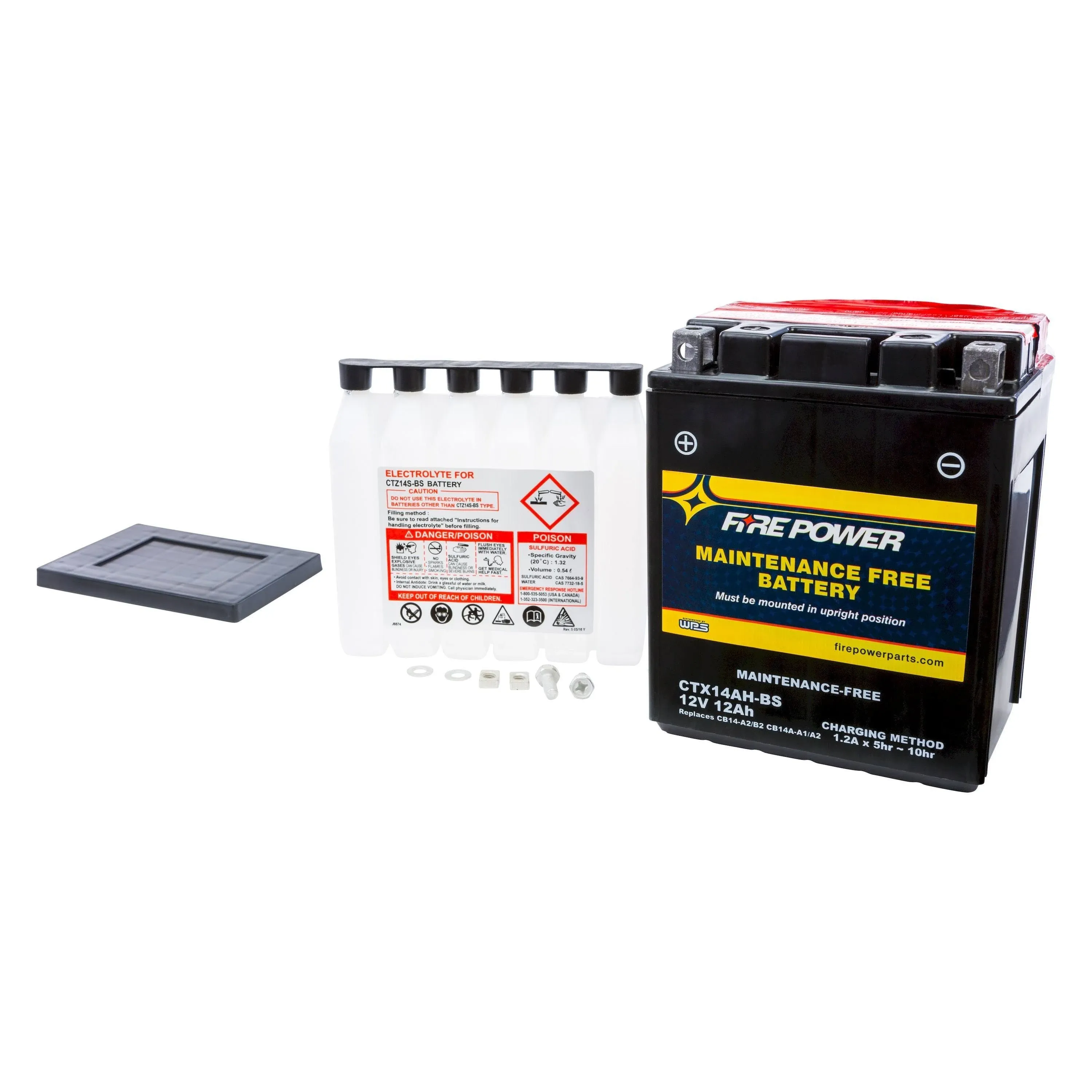 YTX14AH - 12 Volt 12AH 210 CCA - High Performance Maintenance Free SLA AGM Power Sport Battery - Casil Battery, YTX14AH-BS