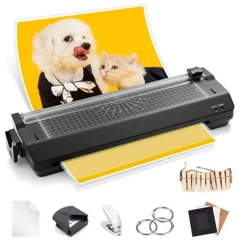 Laminator Machine A3 Laminating Machine - 13 Inches Cold and Thermal Laminator with Laminating Sheets, 5-in-1 Lamination Machine with Paper Trimmer and Corner Rounder for Home Office School Use