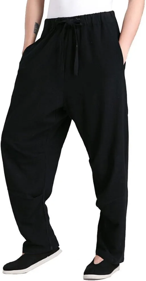 ZooBoo Men's Martial Arts Pants Kung Fu Linen Trousers Tang Suit Pants