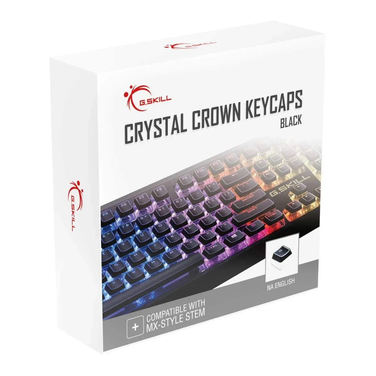 G.Skill Crystal Crown Keycaps - Keycap Set with Transparent Layer for Mechanical Keyboards, Full 104 Key, Standard ANSI 104 English (US) Layout - White