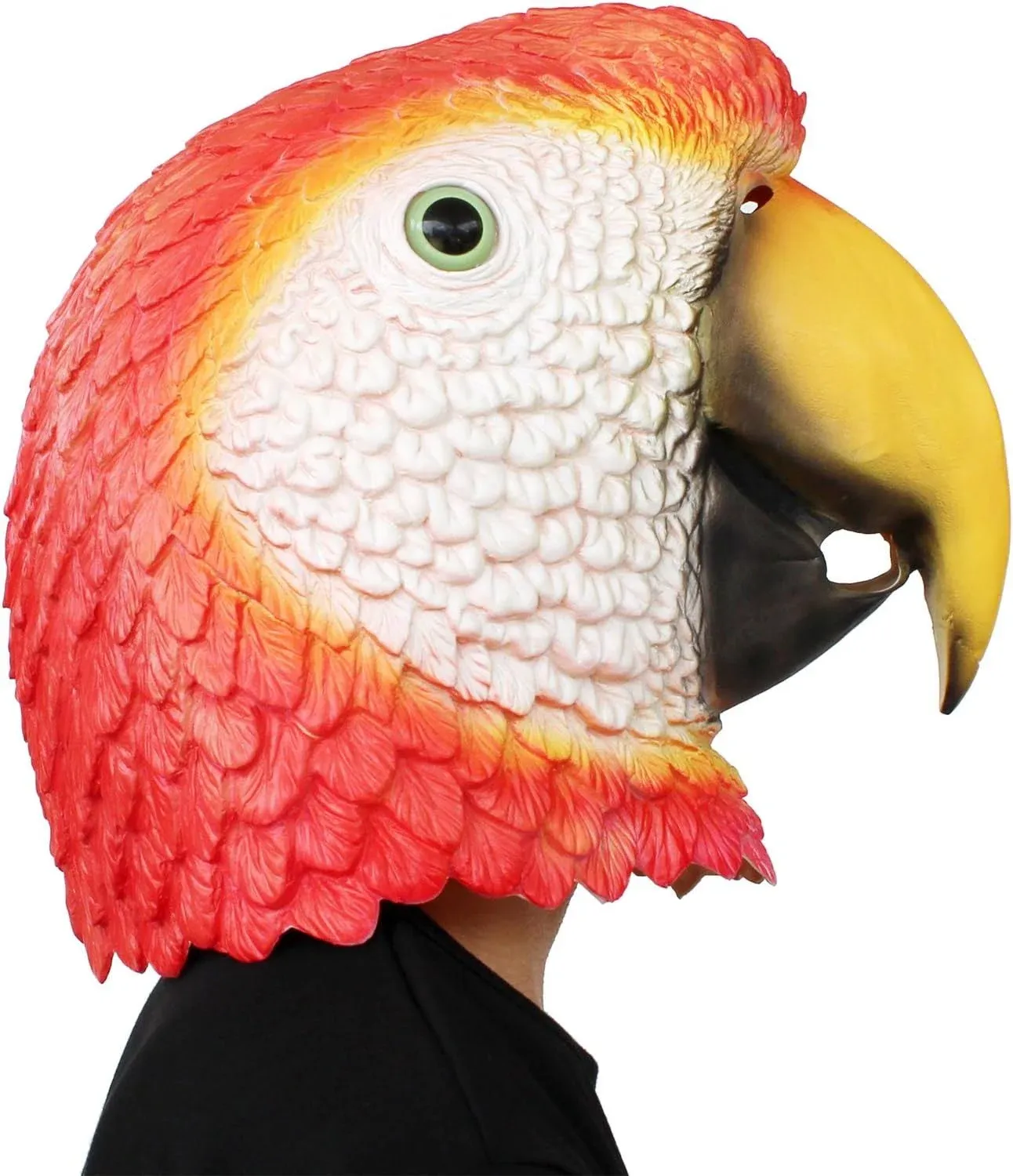 PartyCostume - Red Parrot Mask - Halloween Costume Party Latex Animal Bird Head Mask