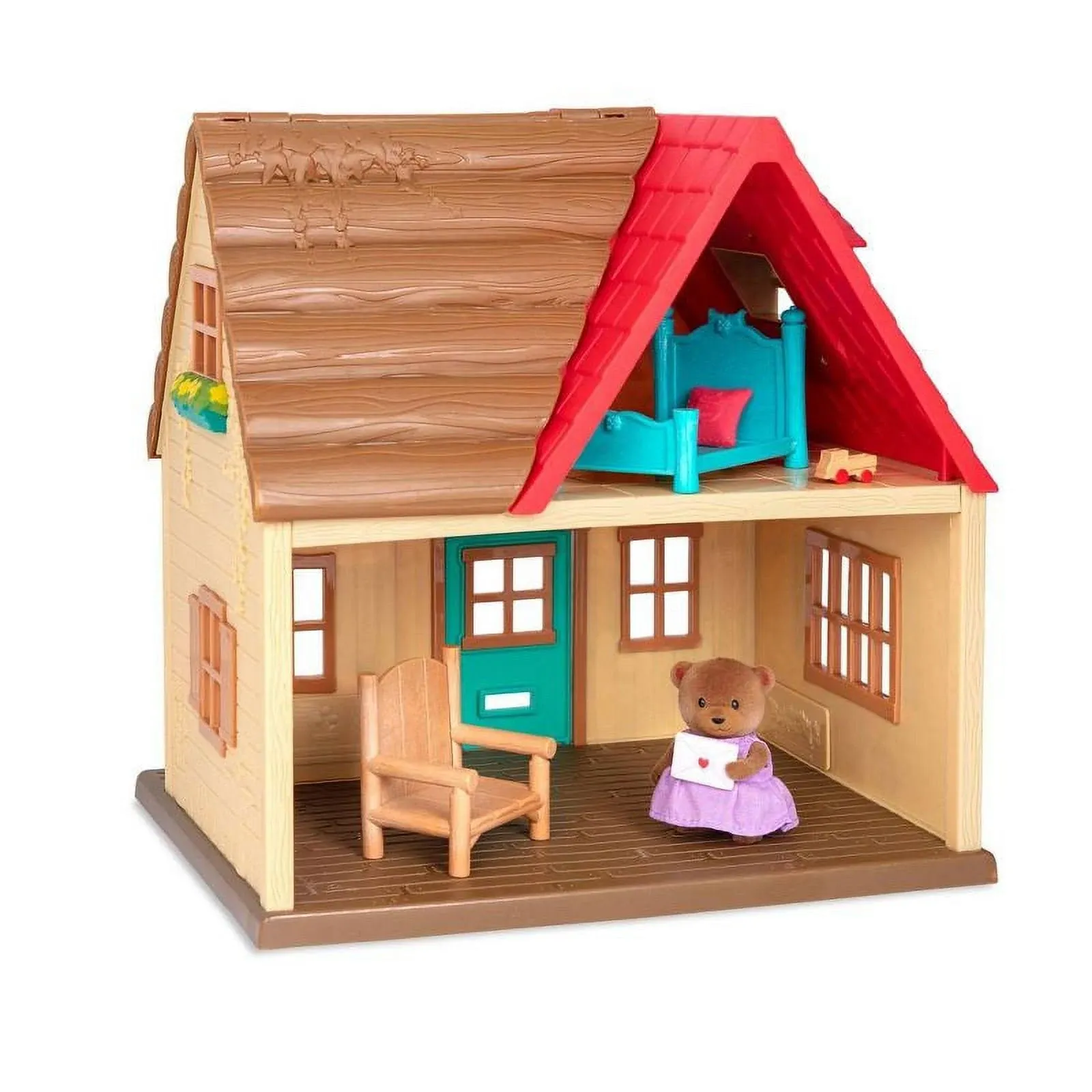 Li’l Woodzeez – Sunny Acres Country House – Dollhouse Playset with Furnitures & Accessories – 1 Doll Figure Included – Pretend Play for Ages 3+