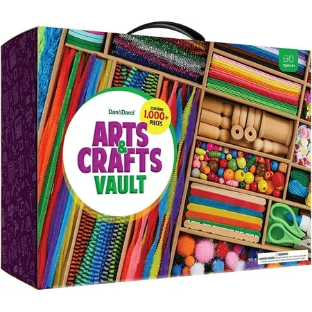 Dan&Darci Arts and Crafts Vault - 1000+ Piece Craft Supplies Kit Library in a Box for Kids Ages 8 9 10 11 & 12 Year Old Girls & Boys - Crafting Set Kits - Gift Ideas for Kids Art Project Activity