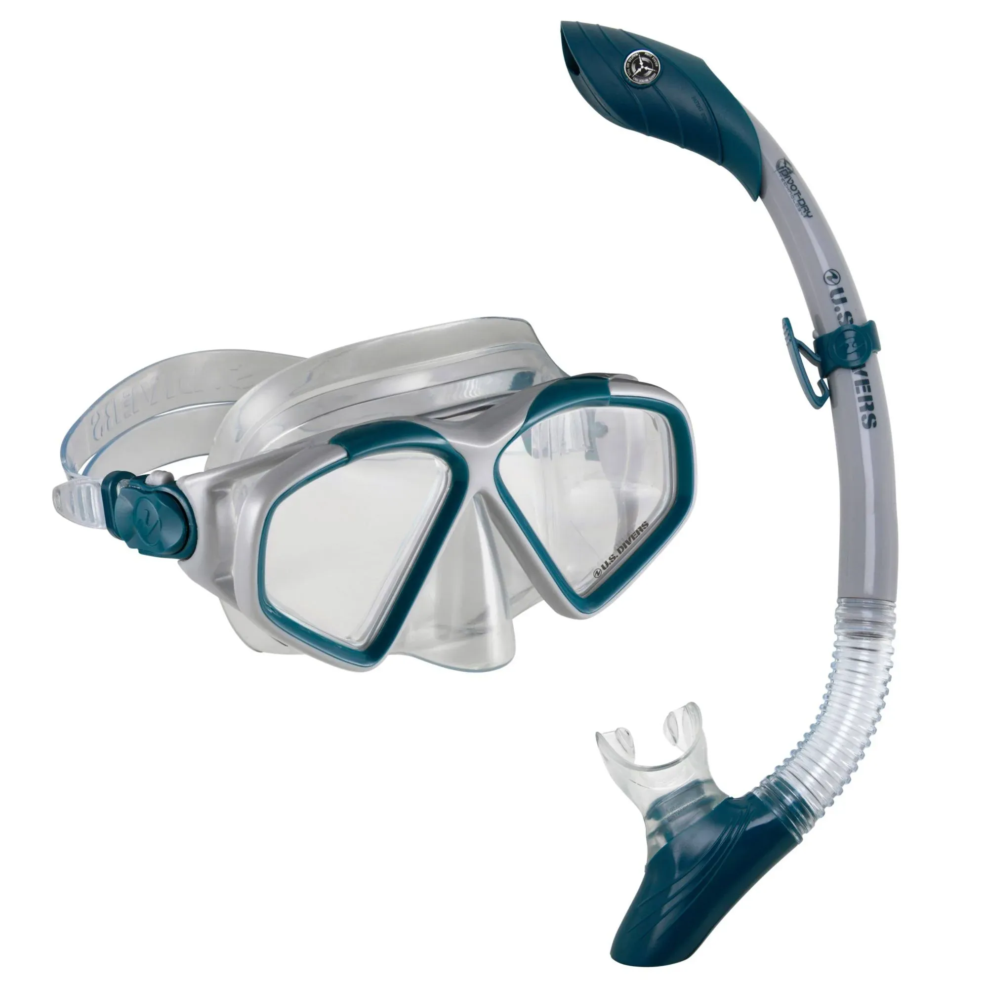 U.S. Divers Cozumel TX Mask and Island Dry Snorkel Combo, Navy Grey