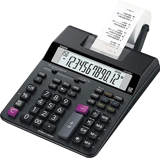 Casio HR-200RC Desktop Printing Calculator, 12 Digits, Black