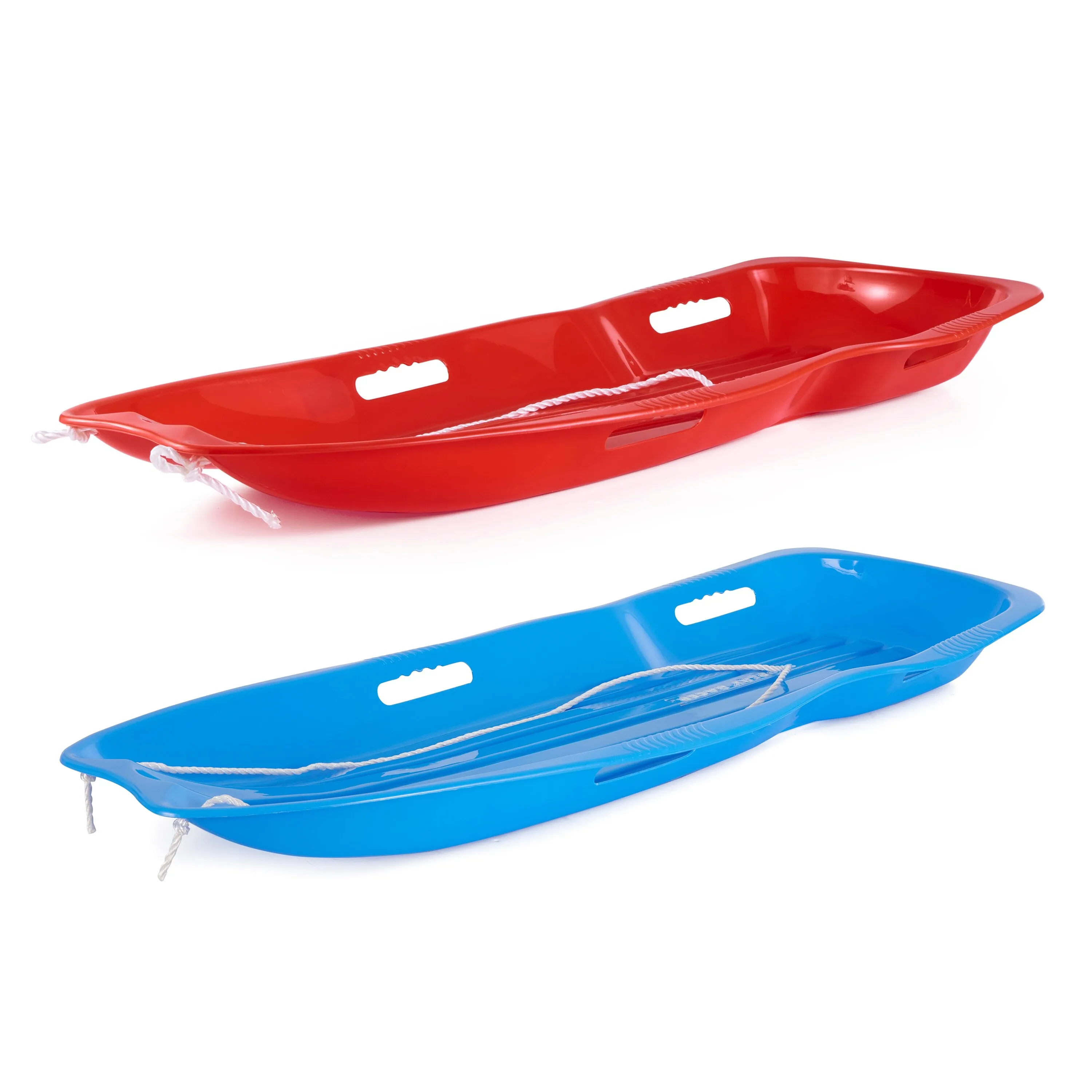 Slippery Racer Downhill Xtreme Plastic Toboggan Snow Sled 2 Pack, Blue & Red - 3