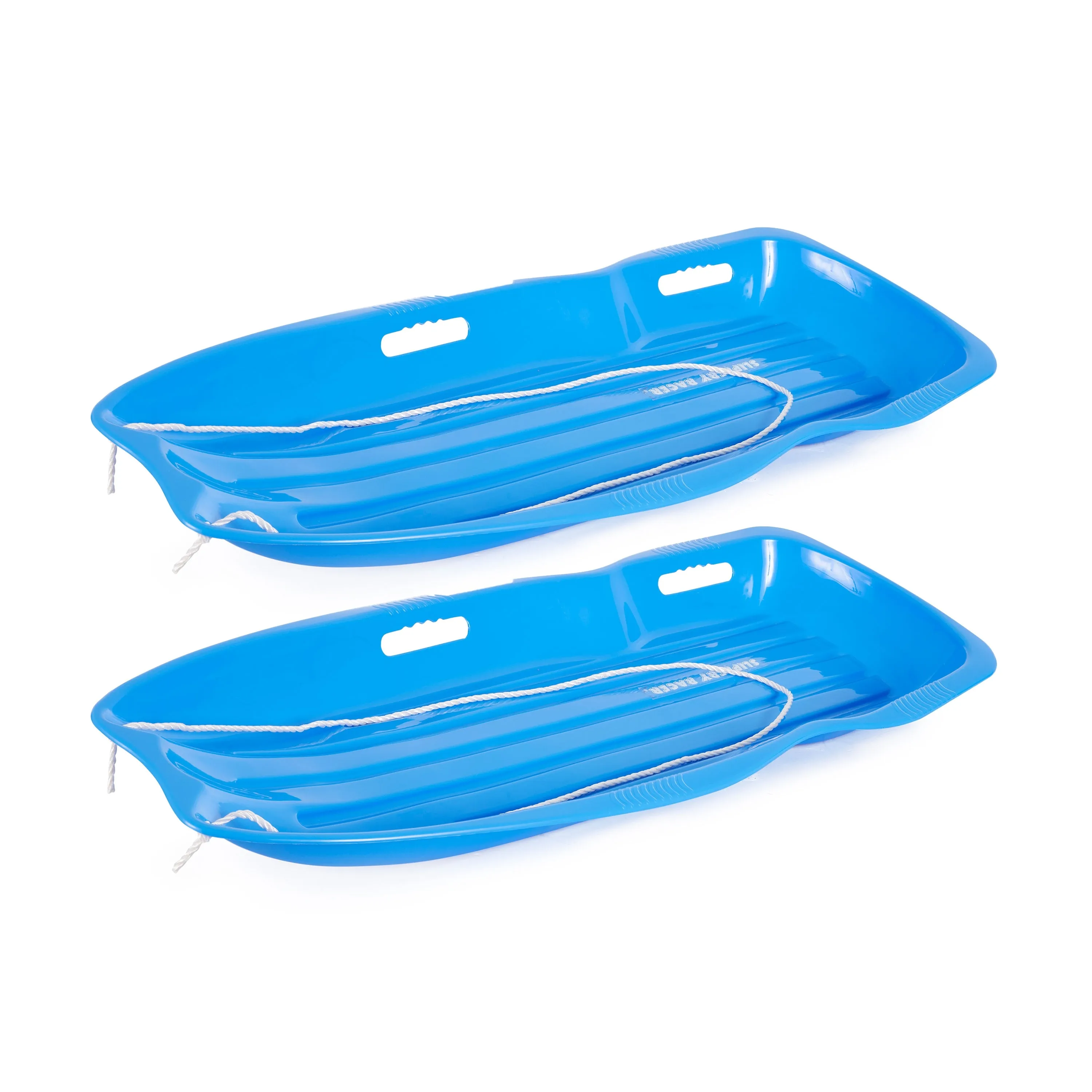 Slippery Racer Downhill Xtreme Plastic Toboggan Snow Sled, Blue (2 Pk) - 3