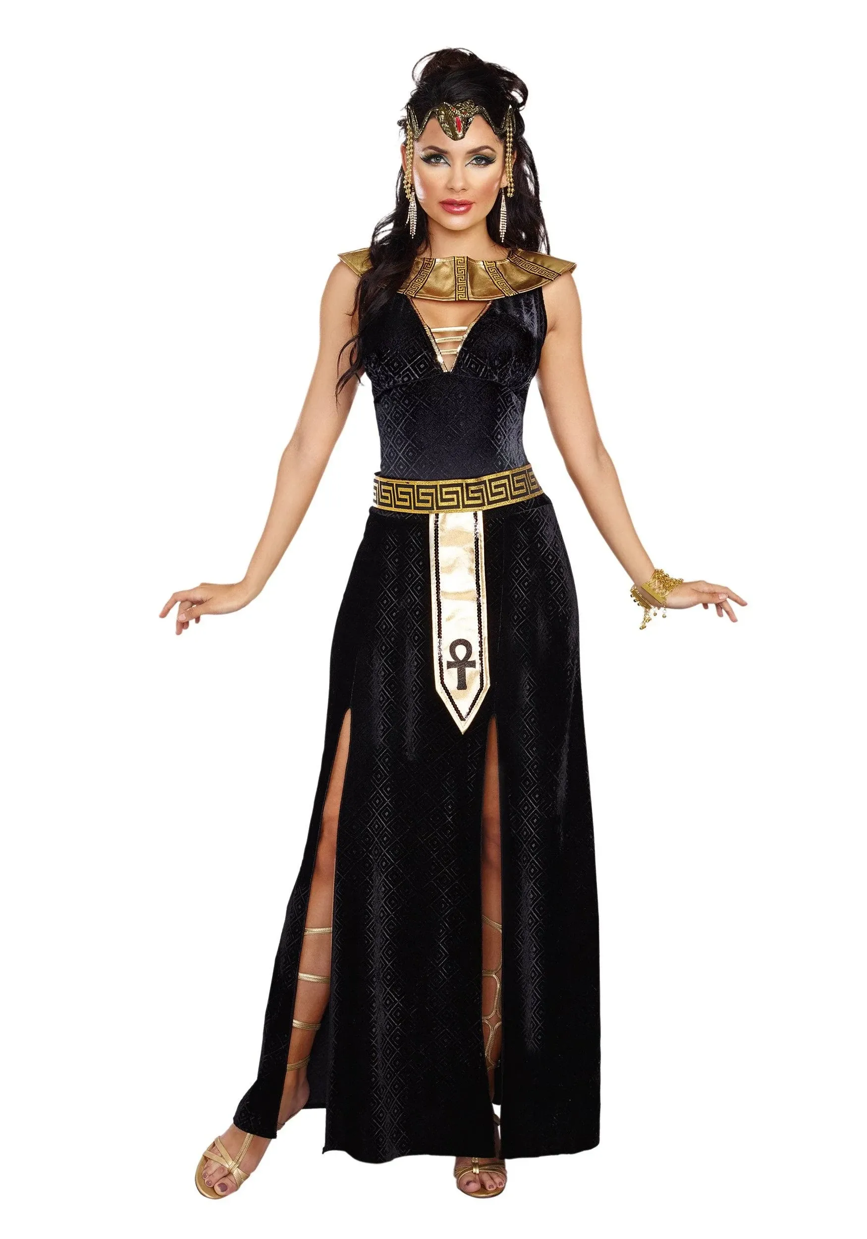 Dreamgirl Women's Exquiste Cleopatra Costume, Black/Gold, M