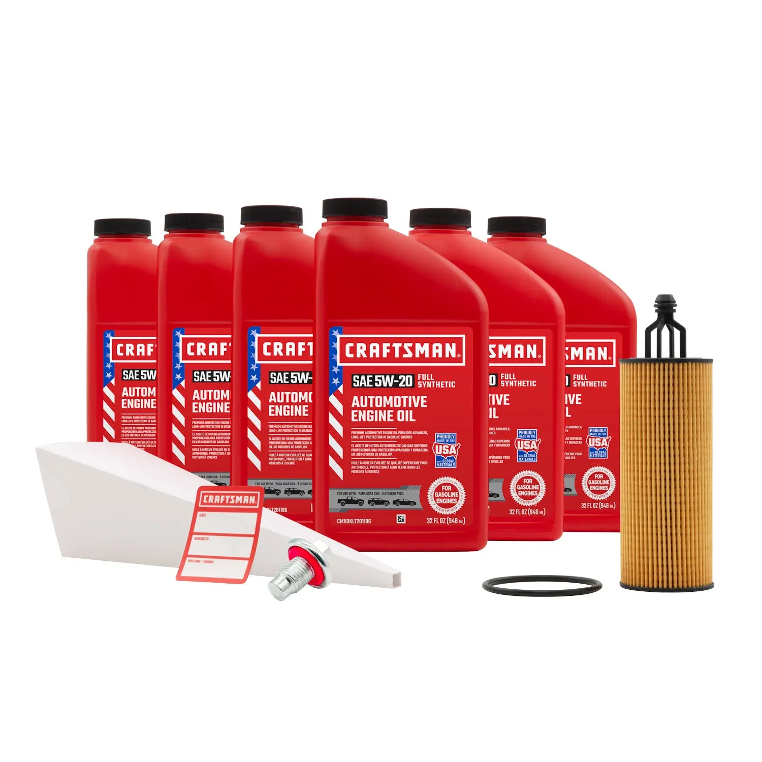 CRAFTSMAN 6 Quart 5W-20 Full Synthetic Oil Change Kit Fits Ram® ProMaster 1500 2500 3500 3.6L 2014-2020 Vehicles