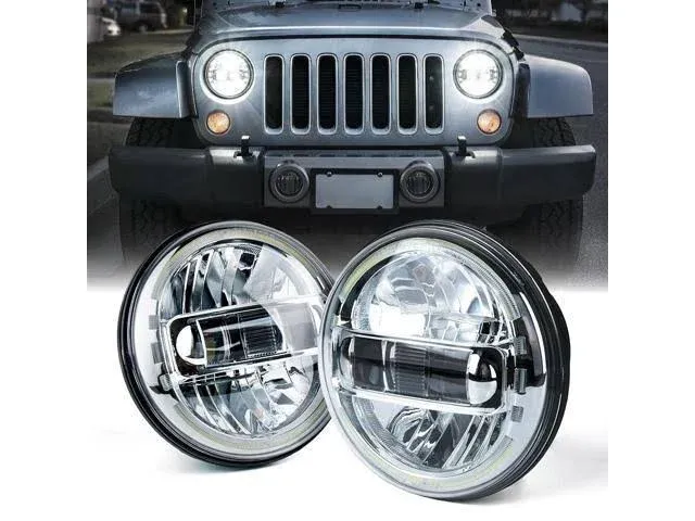 Xprite 7" Envision Series 60W LED Headlights With Halo DRL Jeep Wrangler