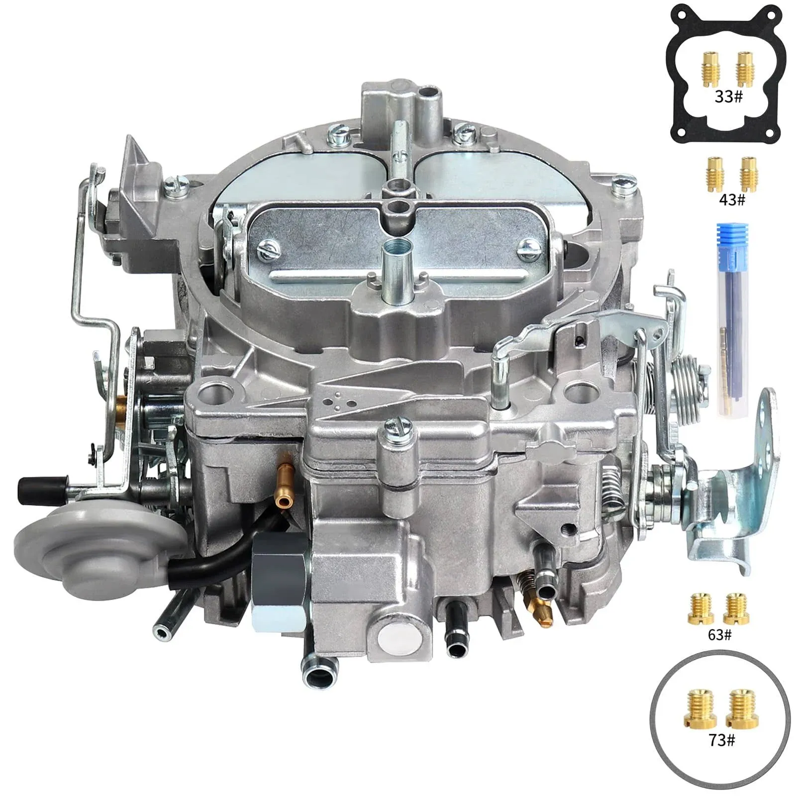 4 Barrel Carburetor for 1901R Rochester Quadrajet 4MV, 1966-1973 GM Chevrolet 327 350 427 454 c.i.engines, 1968-1973 Chevy/GMC Trucks 750 CFM Vacuum Secondary Rebuild Carb Manual Choke 1901-GG