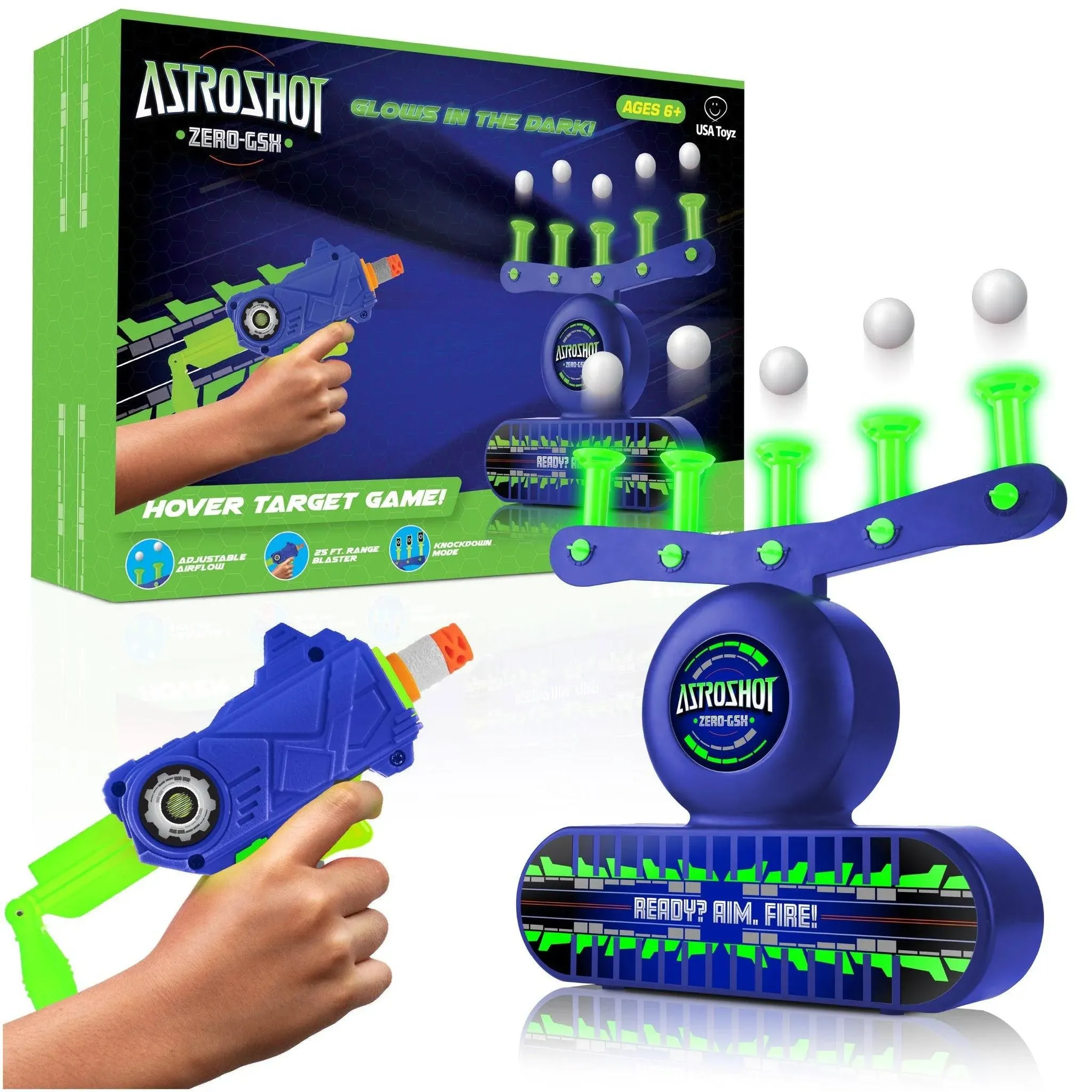 USA Toyz Astroshot Zero GSX Glow in The Dark Hovering Target Shooting Games with Blasters