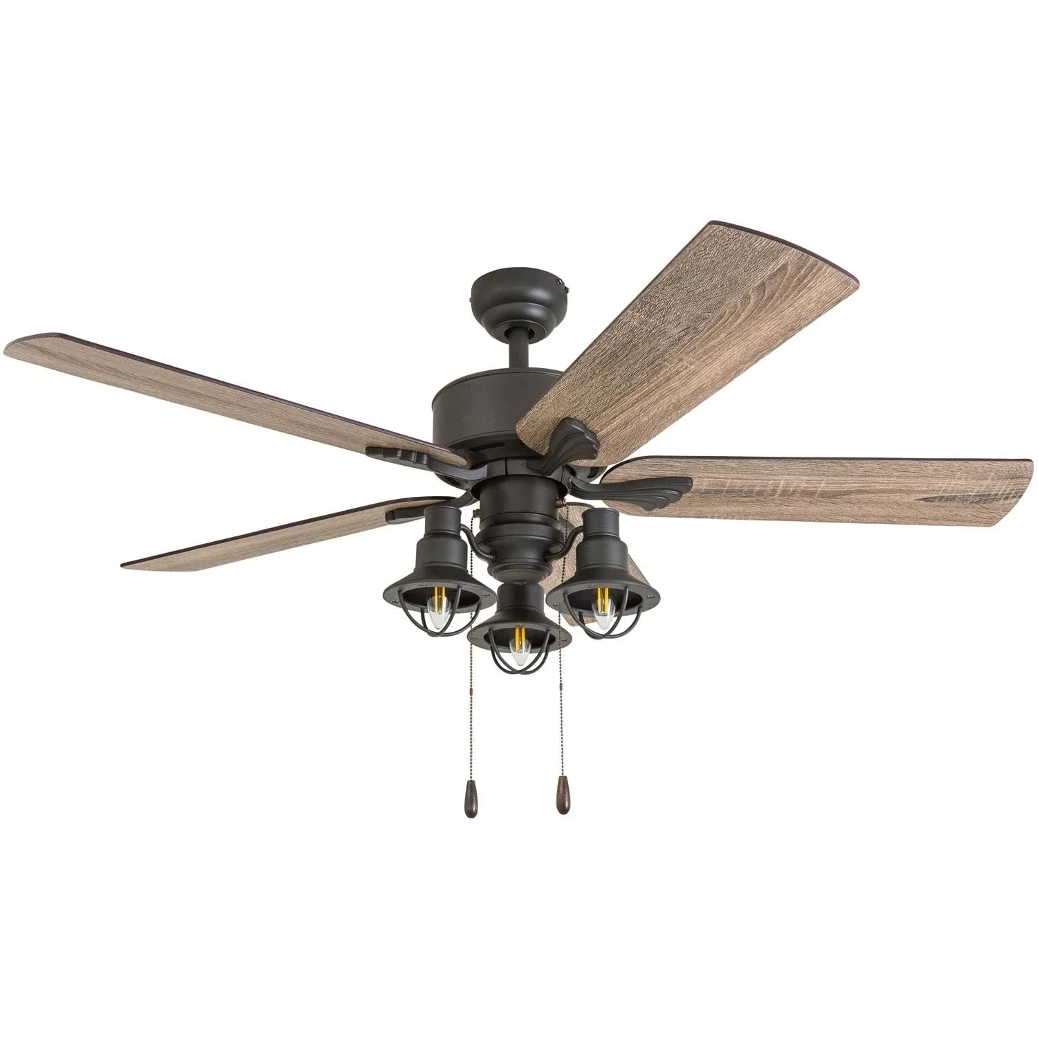 Sivan, 52 Inch Farmhouse LED Ceiling Fan with Light, Remote Control, Three Mo...