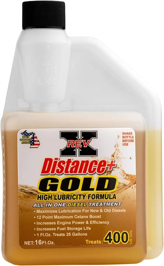 REV-X Distance+ Gold 16 oz. Diesel Fuel Additive - Treats 400 Gallon - ULSD