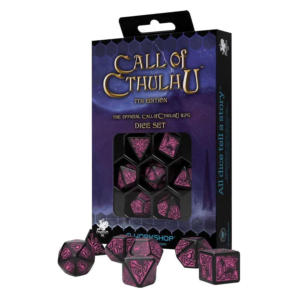 Q-Workshop Call of Cthulhu 7E: Black & Magenta Dice Set (QWOCTR3P)