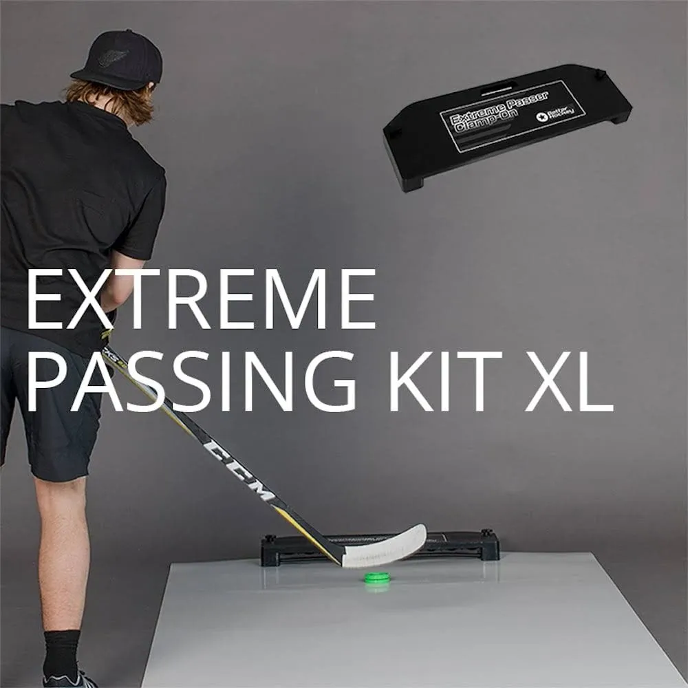 Better Hockey Extreme Passing Kit Pro XL - Great Training Aid for Shooting, Stickhandling and One Timers - Extra Large Shooting Pad with Puck Rebounder - Simulates The Feel of Real Ice