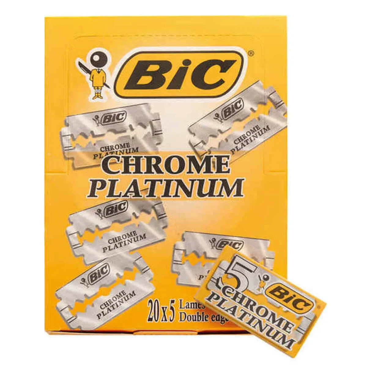 BIC Chrome Platinum Double Edge Safety Razor Disposable Single Blades (100 Pack)