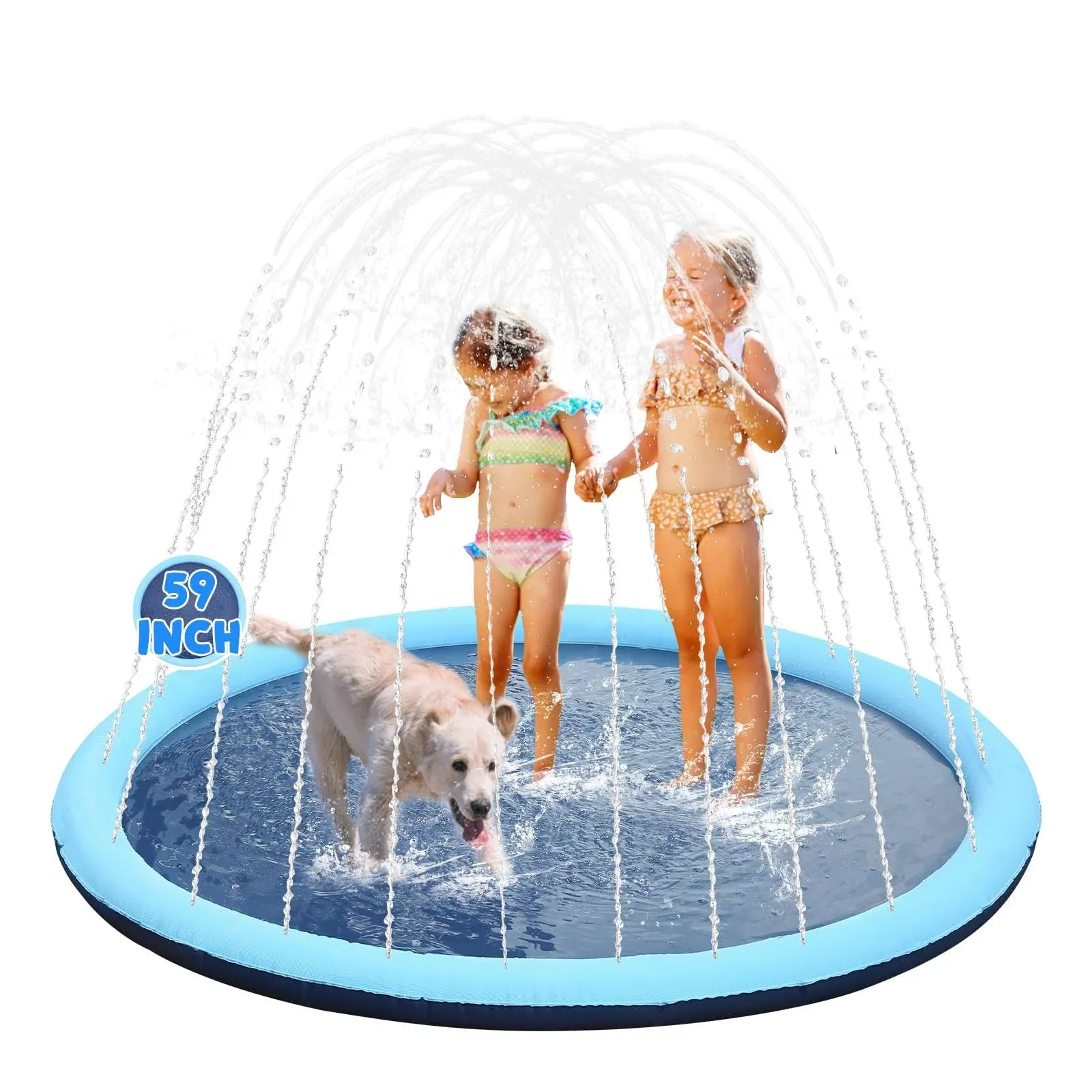 Eooqi Non-Slip Kids Splash Pad 59 inch Inflatable Toddler Splash Pad Thicken ...