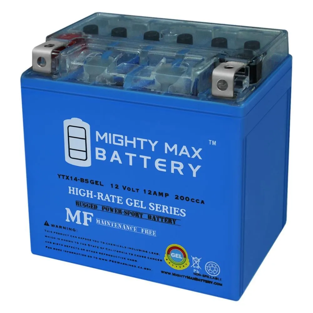 Mighty Max Battery YTX14-BS Gel Battery for Honda 700 Pioneer 700 2015-2016 Brand Product